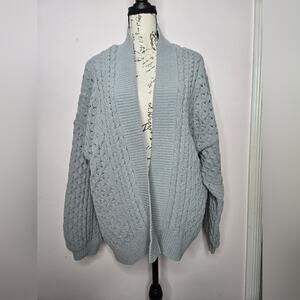 Abercrombie and Fitch Chunky Cable Knit Wrap Sweater Sage Green Long Sleeve XL